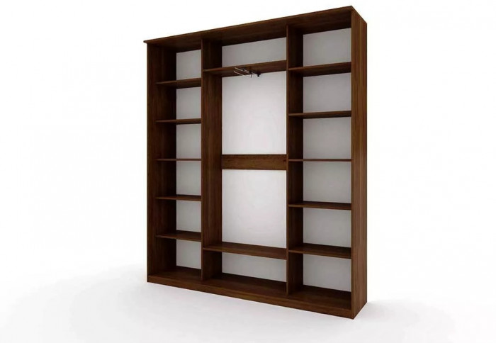 Шкаф купе Модерн 2076х450 3-х дверный 3-х секционный зеркальный с пескоструем №4 венге