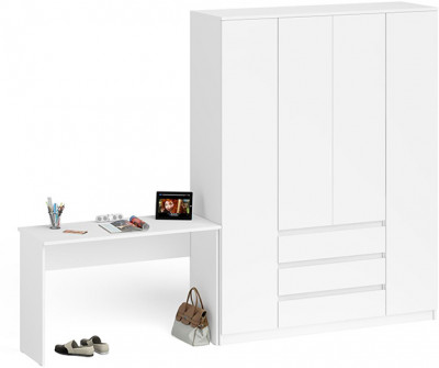 Мори письменный стол МСП1200.1 + Шкаф МШ1600.1, белый