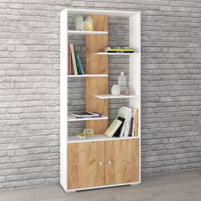 Стеллаж Ромео-4 (800*1800*250) белый/дуб крафт золотой