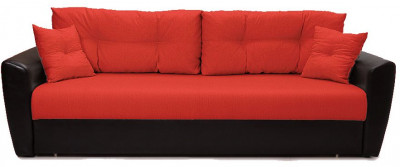 Диван-кровать Амстердам, 150х195, раскладной, еврокнижка, независимый пружинный блок, рогожка/экокожа, красный