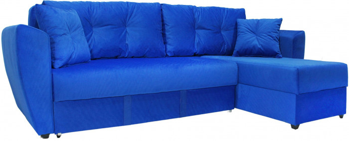Диван-кровать угловой Амстердам Люкс, 150х200, еврокнижка, велюр, синий