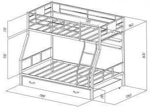 Двухъярусная кровать Гранада-1ПЯ, коричневая (Белый, Серый)