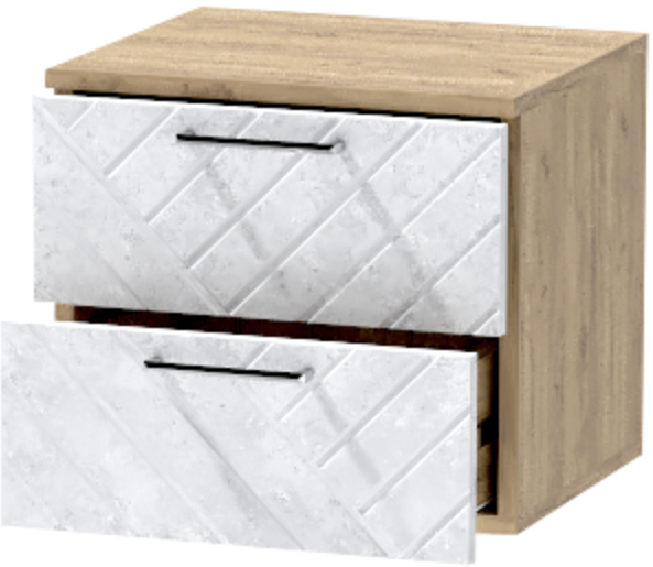 Тумба-6 прикроватная подвесная "Иннэс-7", Крафт золотой/Бетон снежный