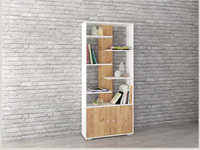 Стеллаж Ромео-4 белый/дуб крафт золотой