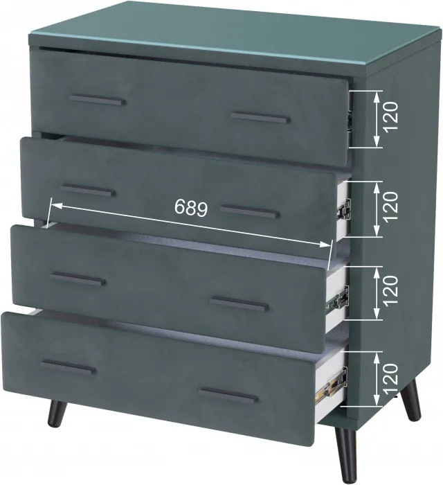 Комод интерьерный Пай серый/мдф бриз