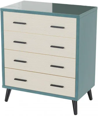 Комод интерьерный Ланс бирюза/мдф клен кремовый