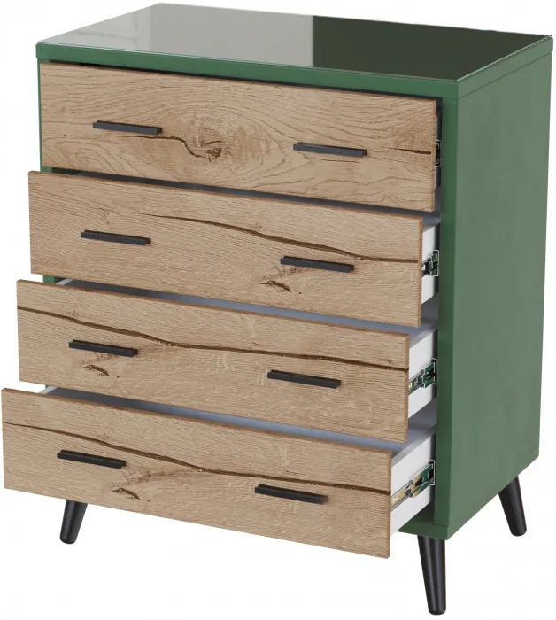 Комод интерьерный Ланс изумруд/мдф дуб канадский