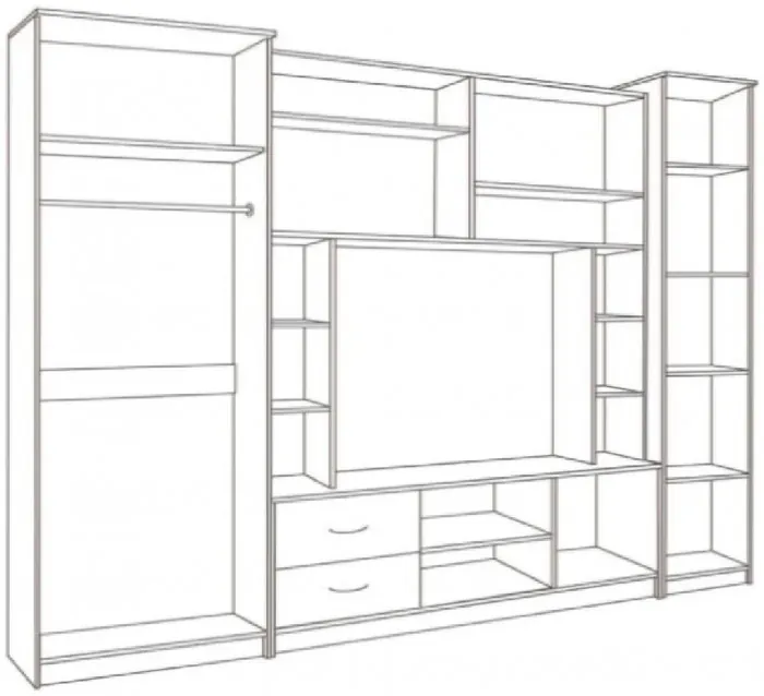 Гостиная Флора (без зеркала) (Дуб Крафт белый)