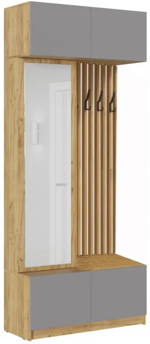 Прихожая Роджинамиф, Крафт Золотой/Белый глянец, кромка Сонома