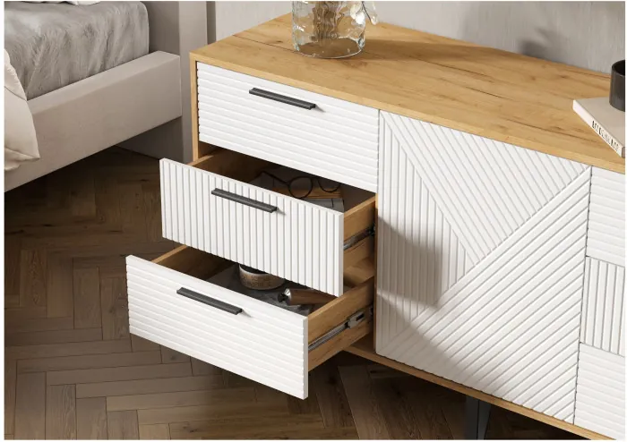 Комод Флэш Браш Вайт/Дуб Крафт (Крафт/ Браш Вайт)