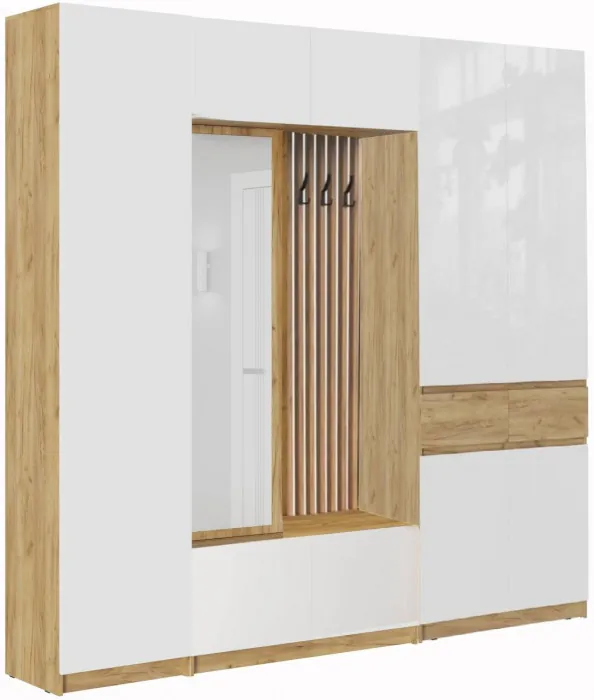 Модульная прихожая Роджинамиф, композиция 3 (Графит, Дуб Крафт Золотой)