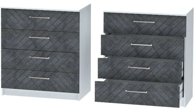 Комод №1 "Иннэс-7", Белый/Бетон графит