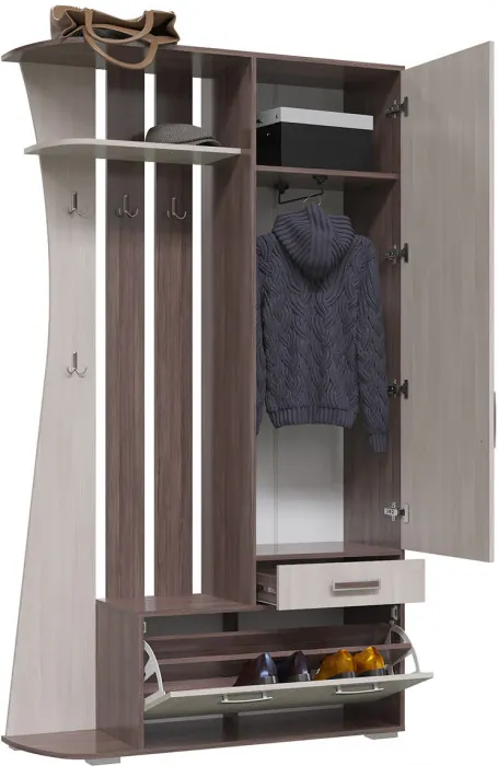 Прихожая 2-3424бод.тем/св Мокко, цвет бодега тёмный/бодега светлый, ШхГхВ 120х38х210 см., универсальная сборка