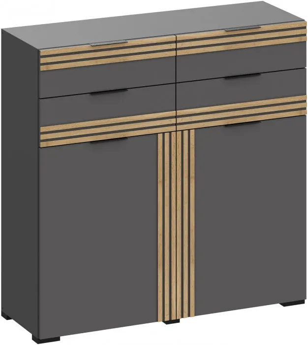 Модульная Прихожая Нао, набор №5, Графит/Графит, Дуб вотан, Simple 27