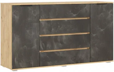 Марвэл Комод 2 двери 4 ящика (1600), Дуб крафт/Мальта грей