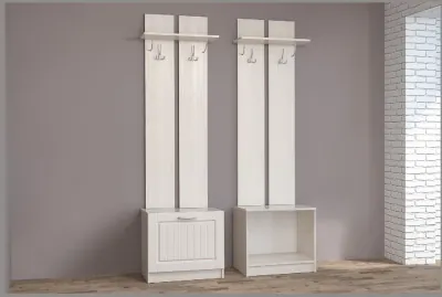 Иннес-6 МДФ Вешалка с обувницей 2 (Бодега белая/Сандал белый)