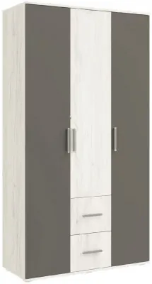 Фиеста NEW Шкаф трехдверный без зеркала (Крафт белый, Графит)
