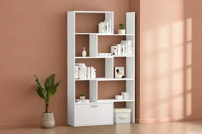 Стеллаж Раздвижной, Белый/Белый