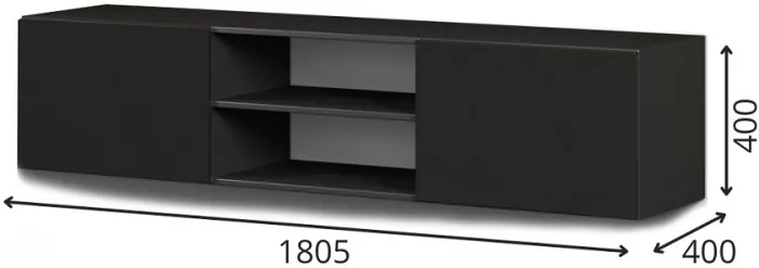 Тумба под ТВ 2Д Альда, Черный/Дуб Велингтон