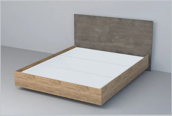 Кровать 1,4 арт.031 (ЛДСП) ЛН. (Дуб Крафт Золотой/Белый Глянец)