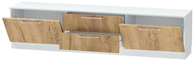 Тумба-4 под ТВ напольная "Иннэс-7", Белый/Крафт золотой