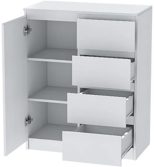 Кэт-1 Комод 1-Ств./Ящики, Белый/Белый