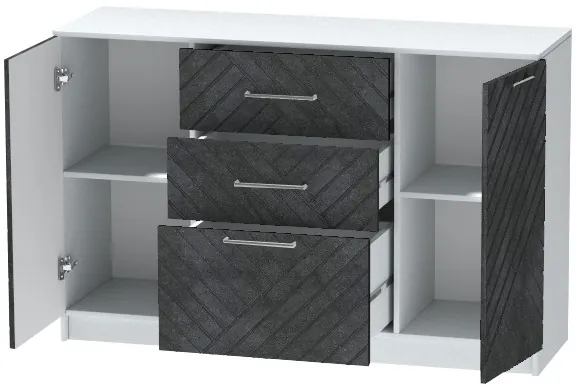 Комод №3 "Иннэс-7", Белый/Бетон графит