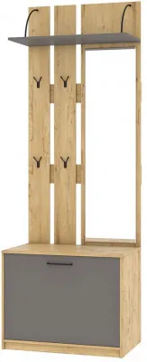 Бруно Вешалка с зеркалом Дуб Вотан / Серый графит