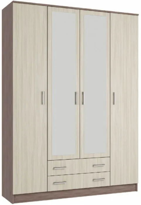 Квадро Шкаф четырёхдверный (Вотан / Белый гладкий)