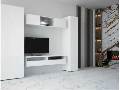 Гостиная Флорис вариант 2 (Белый глянец, Белый)