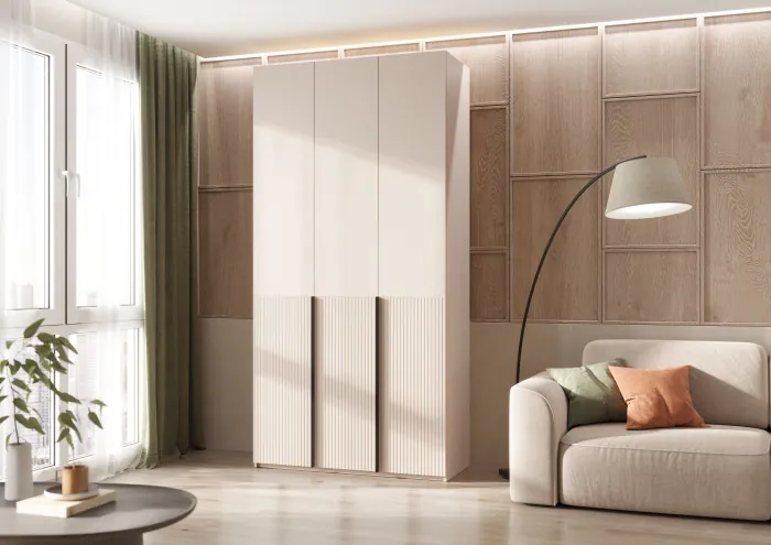 Марвэл Шкаф 3-х створчатый 1200, с доп.ящиками Кашемир, Кашемир