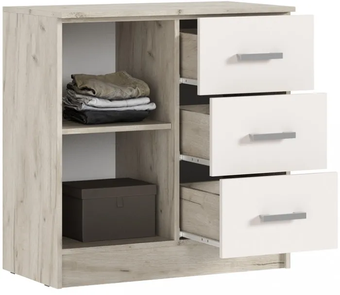 Комод 3 ящика 1 дверь, Крафт серый/Кашемир