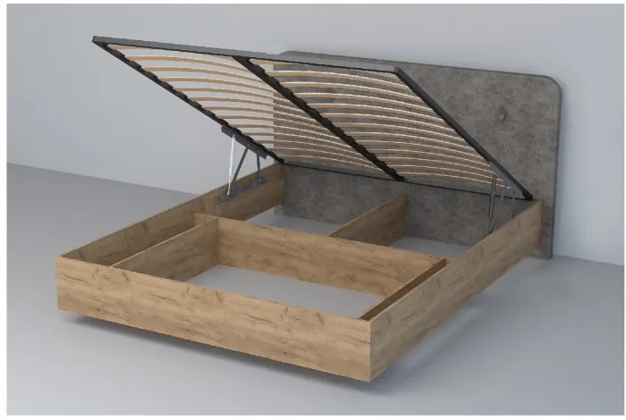 Кровать 1,6 арт.031 (Пуговицы) ПМ (Дуб Крафт Золотой/К/з Белый Глянец)