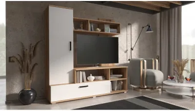 Гостиная Мини ЛДСП (Дуб крафт/ Белый Глянец)