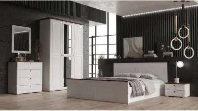 Модульная спальня Валенсия (Белый матовый / Орех)