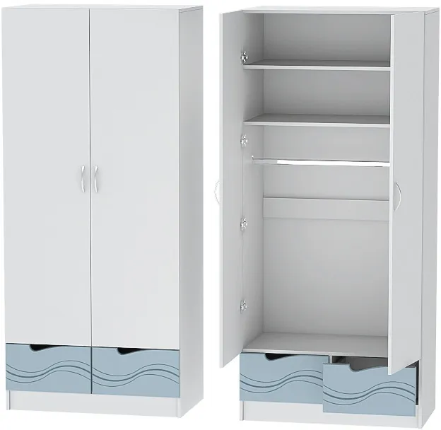 Детская комната Бриз МДФ, набор 6, Белый/Антарктида (Волна)