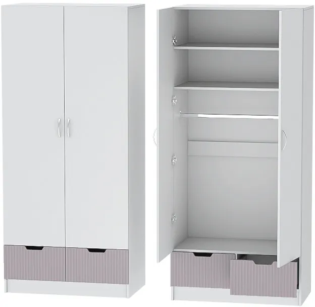 Детская комната Бриз МДФ, набор 6, Белый/Ирис (Полосы)