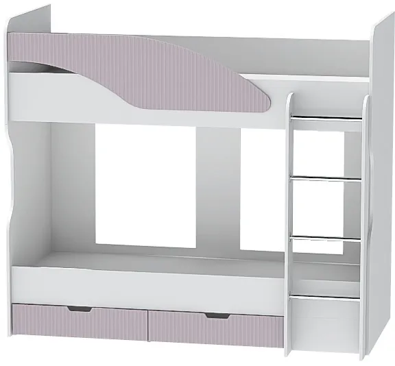 Детская комната Бриз МДФ, набор 6, Белый/Ирис (Полосы)