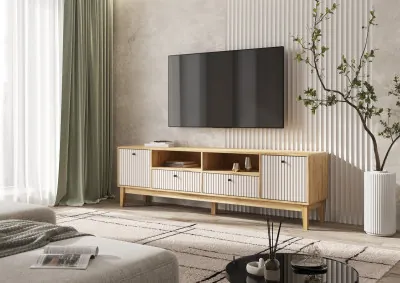 Тумба ТВ "Оливия" (2 двери/2 ящика), Крафт золотой/Кашемир