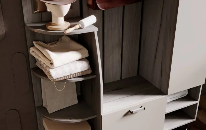 Прихожая Лика № 2 1,2 м, Крафт серый/Кашемир