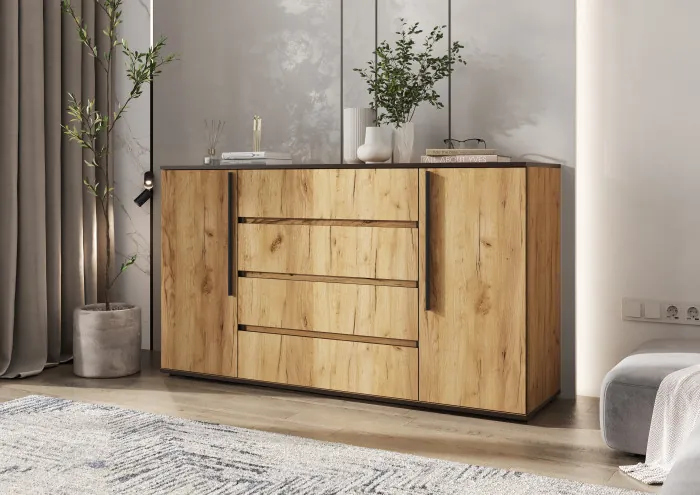 Норд Комод 2 двери 4 ящика (1600), Дуб крафт