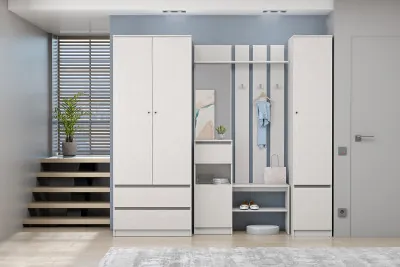 Модульная Прихожая Кэт-1, набор 5, Ясень Анкор Светлый/Графит