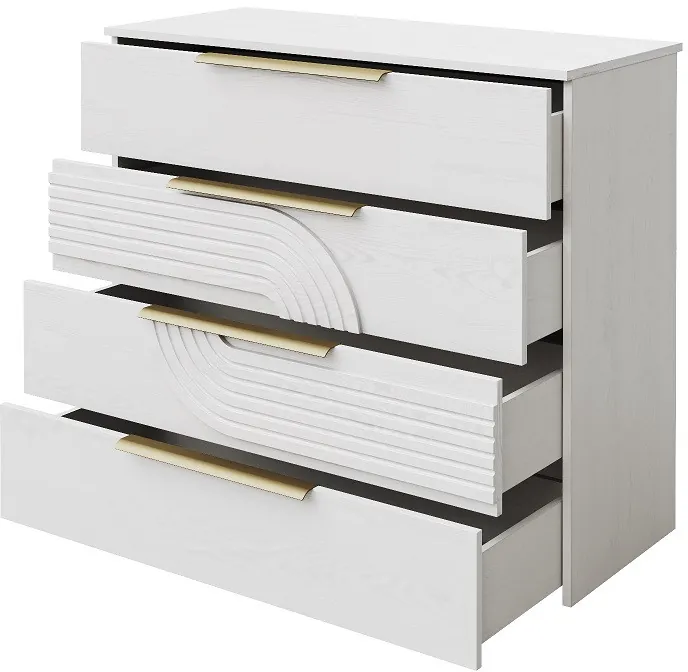Комод четырехъящечный "Монтиз" - Белый текстурный/Корунд джелато
