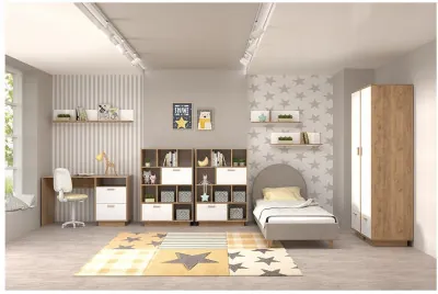 Модульная молодёжная ЭГО 1 (Белый глянец/Дуб Крафт Золотой)