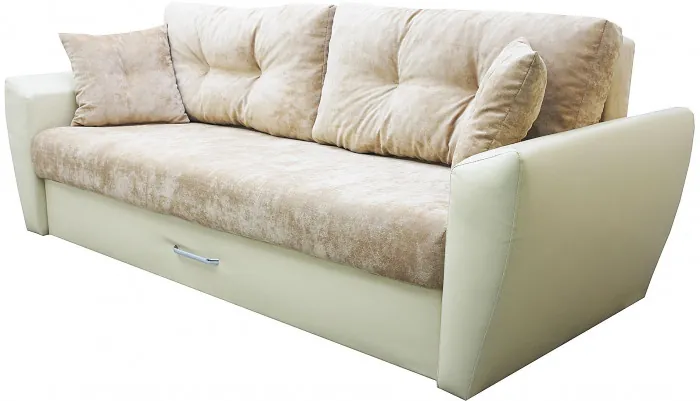 Диван-кровать Амстердам Люкс, 160х195, еврокнижка, независимый пружинный блок, велюр/экокожа, бежевый