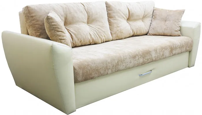 Диван-кровать Амстердам Люкс, 160х195, еврокнижка, независимый пружинный блок, велюр/экокожа, бежевый