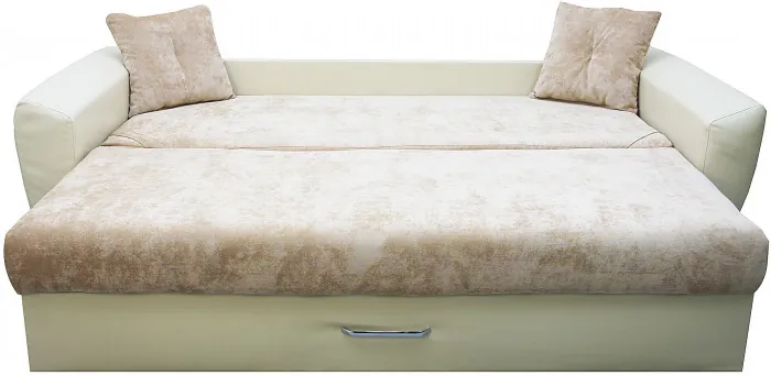 Диван-кровать Амстердам Люкс, 160х195, еврокнижка, независимый пружинный блок, велюр/экокожа, бежевый