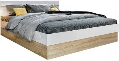 Ким Кровать 160 (Сонома / Белый глянец)