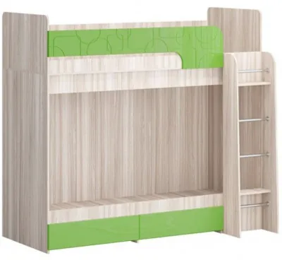 Двухъярусная кровать Бемби МДФ NEW, ясень (Цитрус глянец, Ясень шимо светлый)