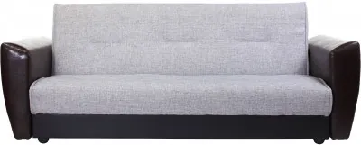 Диван-кровать Амстердам, 120х190, книжка, рогожка/экокожа, серый